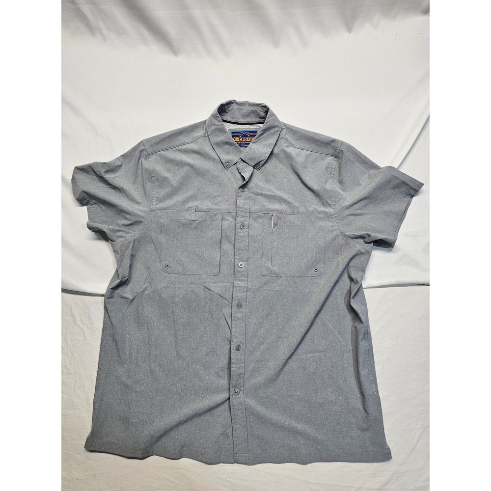 X-Caster Tallwoods Mens XL Gray Short Sleeve‎ UPF 30+ Fishing Shirt Ventilated